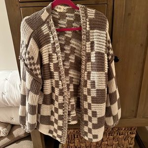 Checkered open cardigan